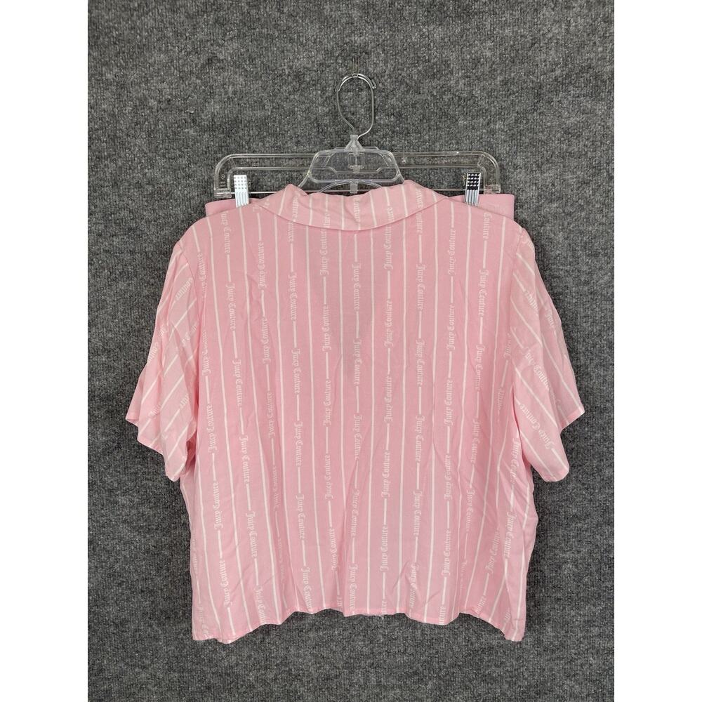 Juicy Couture Striped Short-Sleeve Notch Collar Shirt and Shorts Pajama Large - Picture 6 of 11